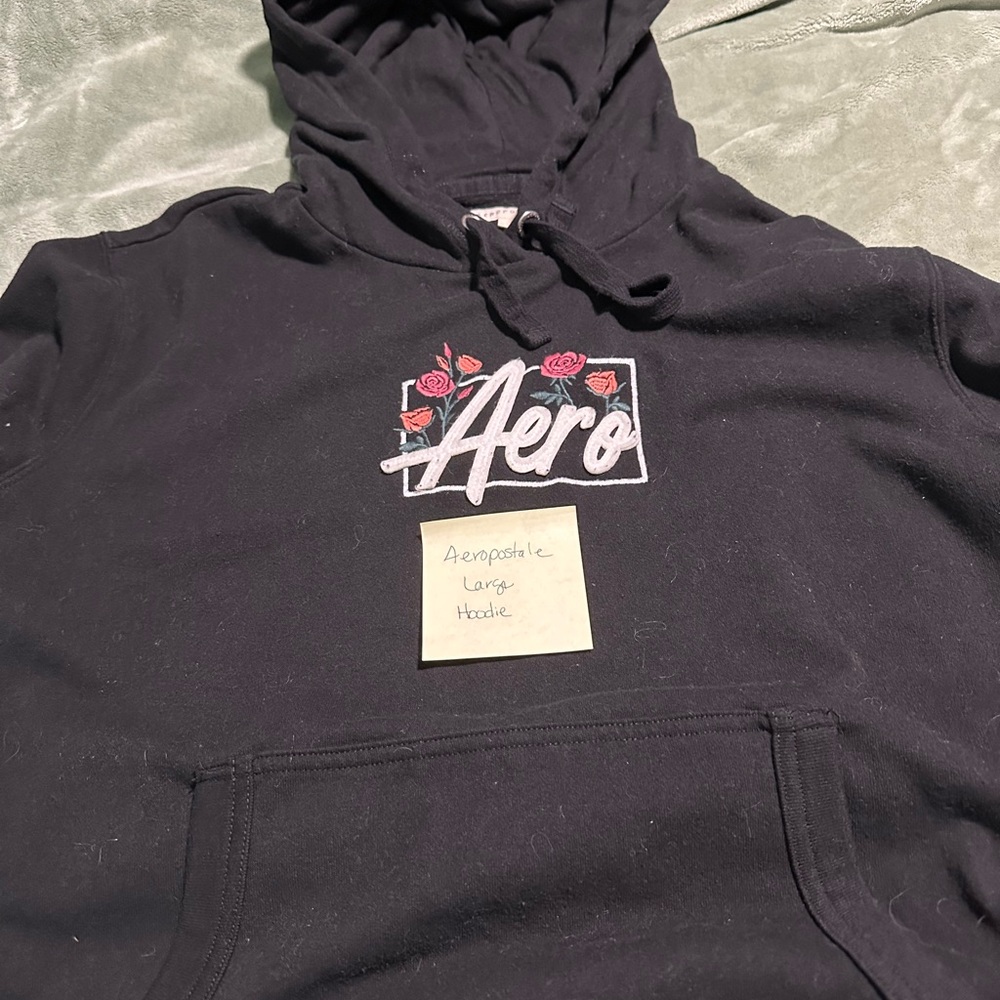 Aeropostale Black Hoodie with Rose Accents